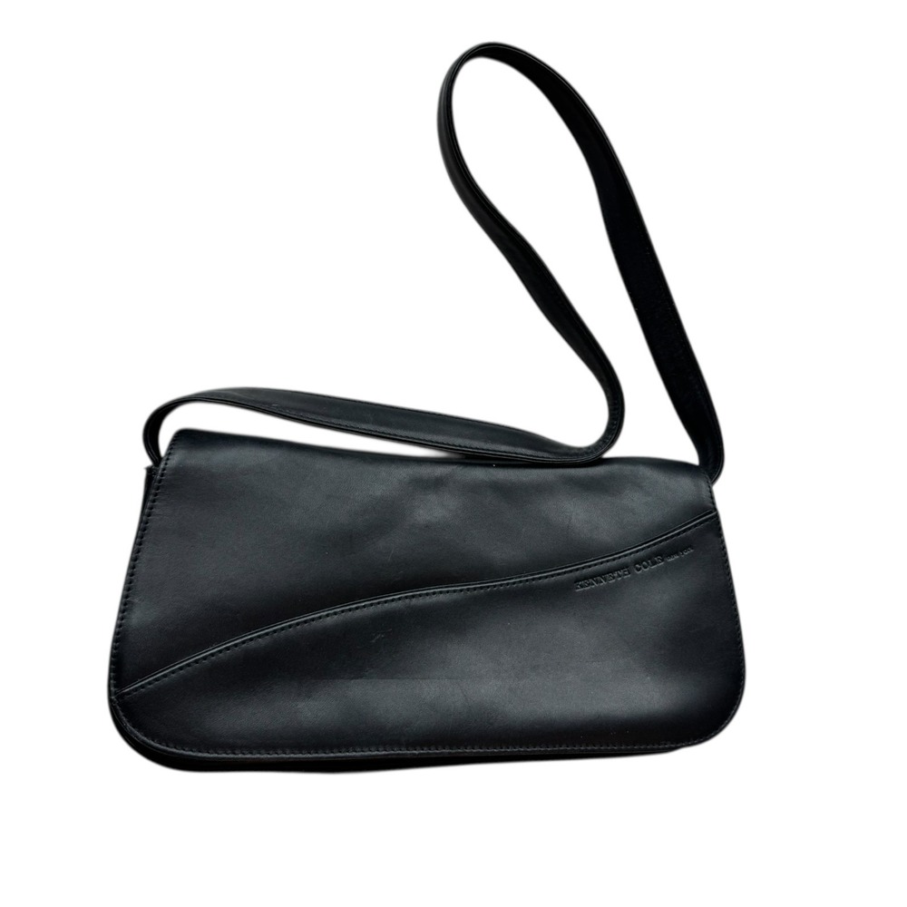 Kenneth Cole NY Vtg Black Leather Baguette Shoulder Bag  Minimalist Micro NWOT